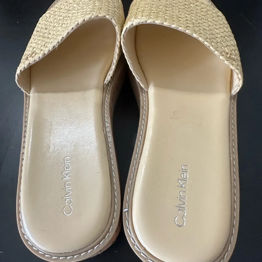 🆕Calvin Klein ARZELIA Natural Woven Cork Platform Sandals